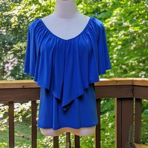 Royal Blue Cape-Shoulder Top